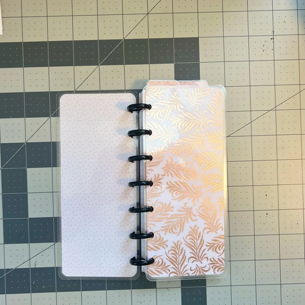 Skinny Mini planner rose gold leaves
